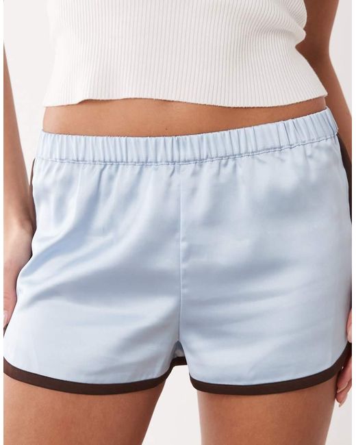 ASOS White Contrast Seam Satin Runner Short