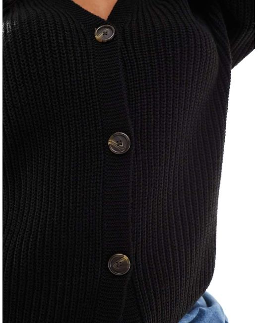 Cardigan A Coste Spesse Con Bottoni di Vero Moda in Black