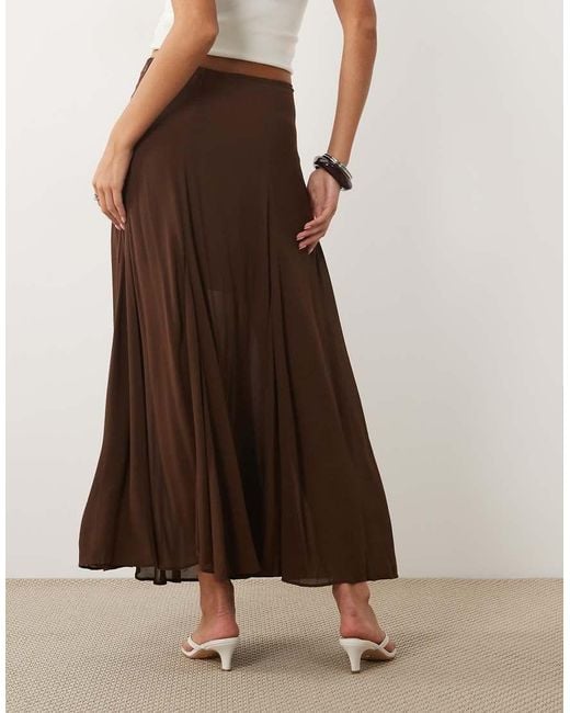 Nobody's Child Brown Selene Sheer Fluted Hem Maxi Skirt