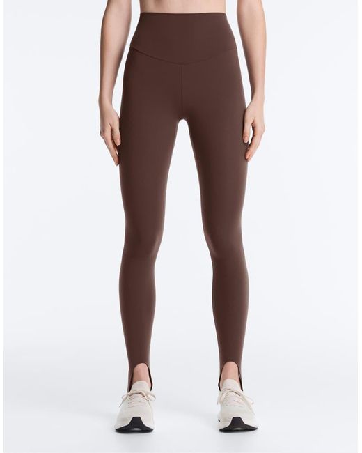 Oysho Brown Comfortlux Super High Rise Ankle-length Stirrup leggings