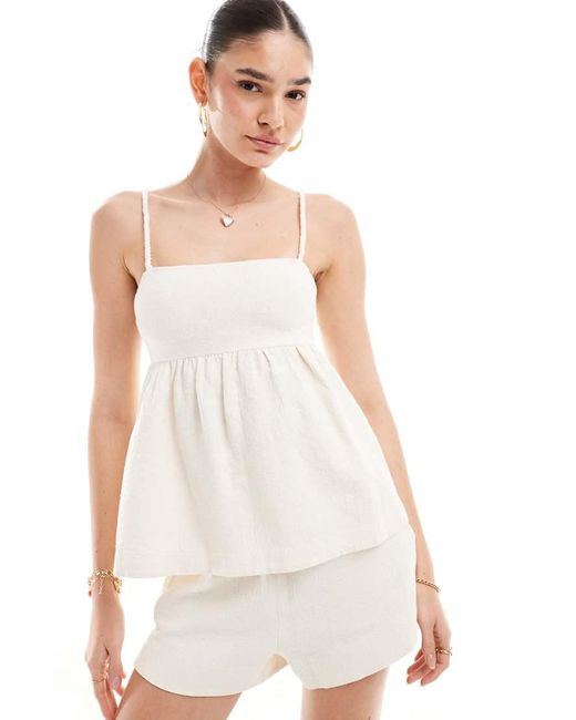 & Other Stories White Co-Ord Strappy Raw Hem Cut Out Back Top