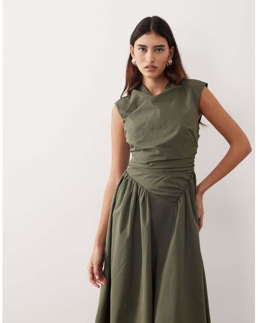 ARRANGE Natural Wrap Drop Waist Maxi Dress