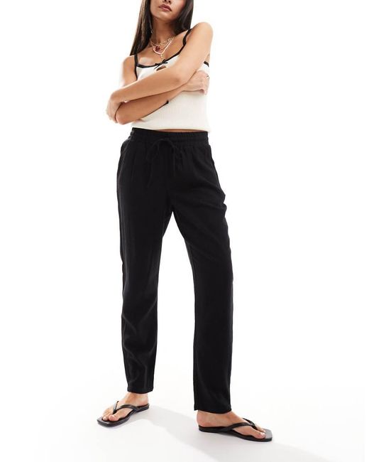 Vero Moda Blue Linen Blend Tapered Trousers
