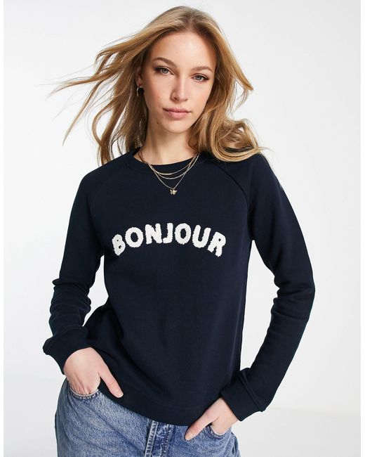 Whistles Blue Bonjour Logo Sweatshirt