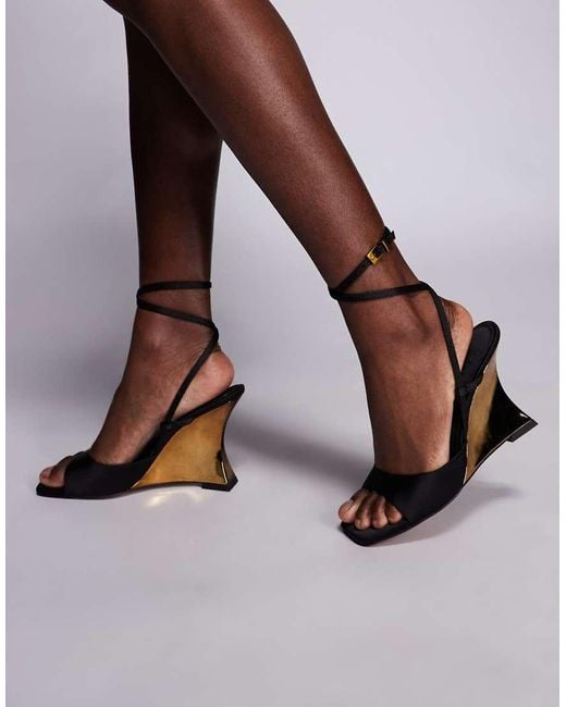 ASOS Brown Nightshade Electroplated Sculpted Wedge Sandals