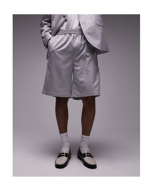 Topman – shorts aus leinen in Gray für Herren