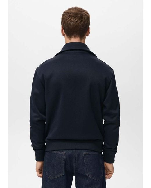Mango Blue Zip Through Sweatshirt for men