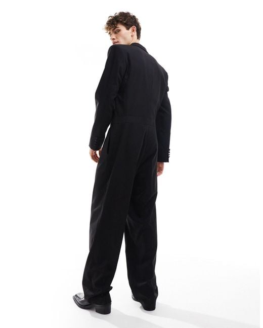 ASOS Blue Square Shoulder Tuxedo Suit Jumpsuit for men