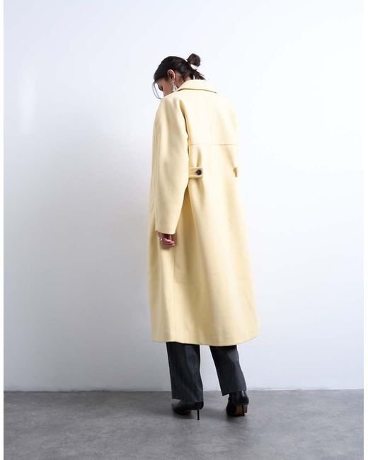 TOPSHOP White Ovoid Sleeve Double Breasted Longline Formal Coat