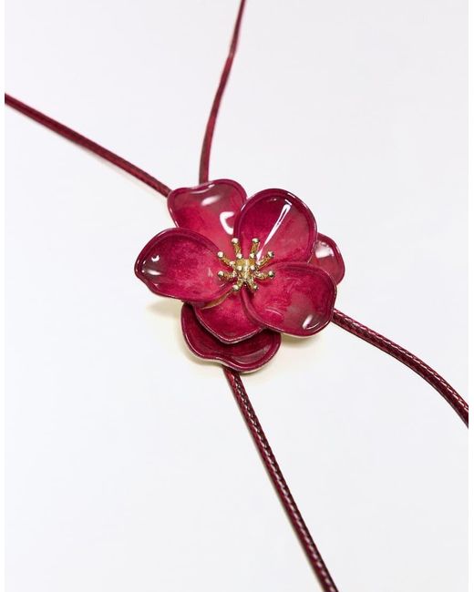 Bershka White Flower Cord Necklace