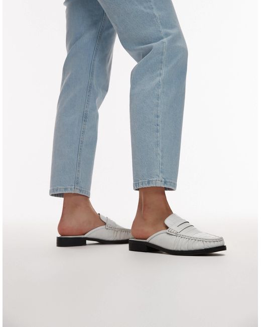 TOPSHOP Blue – anna – flache pantoletten aus leder