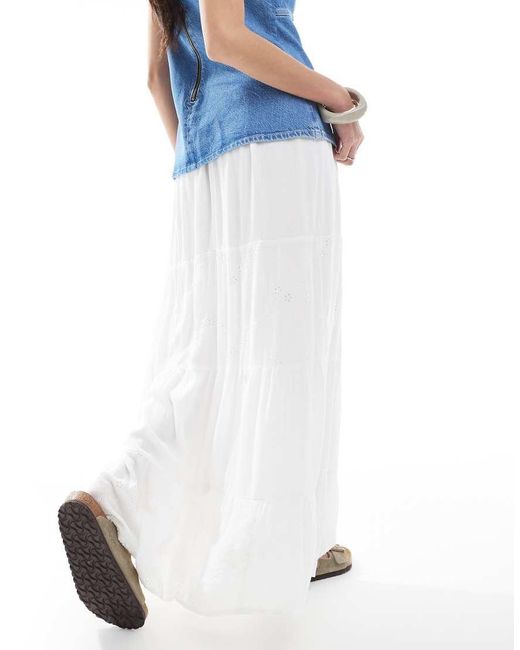 ONLY White Textured Maxi Skirt