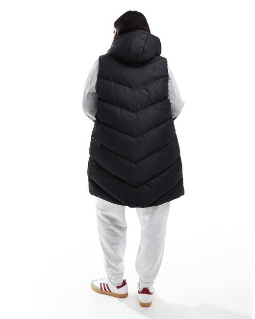 Threadbare Black Plus Longline Padded Gilet With Hood