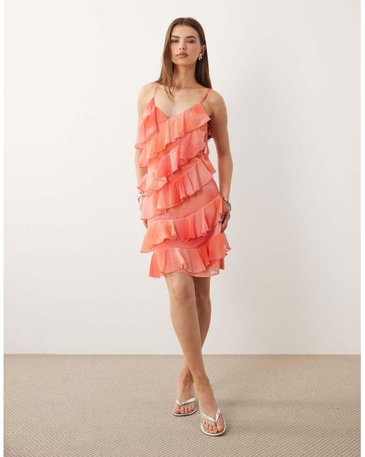 Vila Pink Ruffle Cami Mini Dress