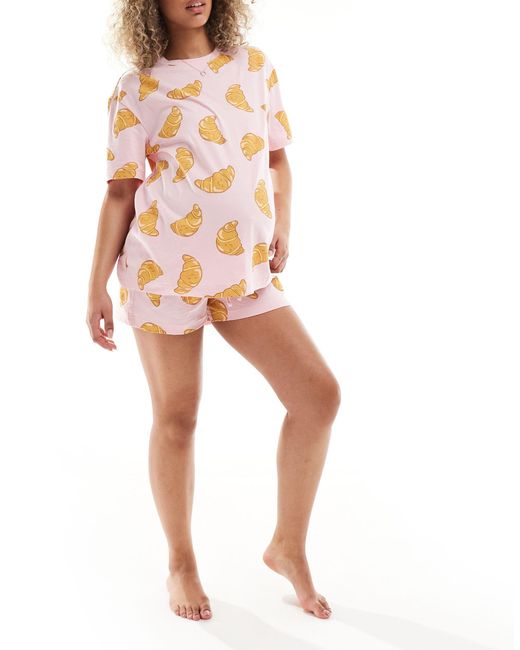ASOS Pink Maternity – pyjama aus oversize-t-shirt und shorts