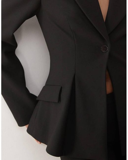 Monki Black Cinched Waist Blazer Suit Co-Ord