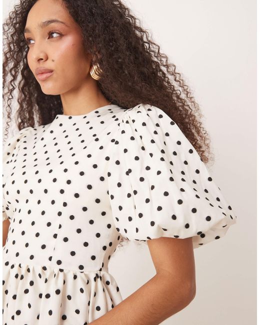 Sister Jane Natural Puff Sleeve Mini Dress