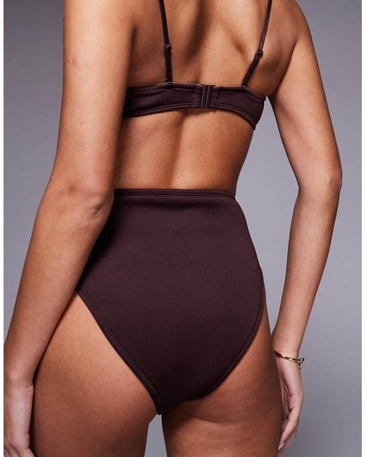ASOS Brown Dora Premium High Leg High Waist Belted Bikini Bottom With Jumbo Bead