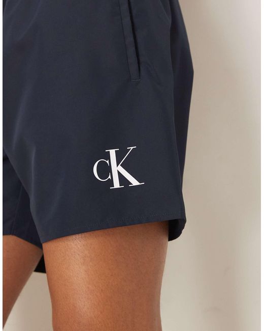 Calvin Klein Blue Drawstring Logo Swim Shorts for men