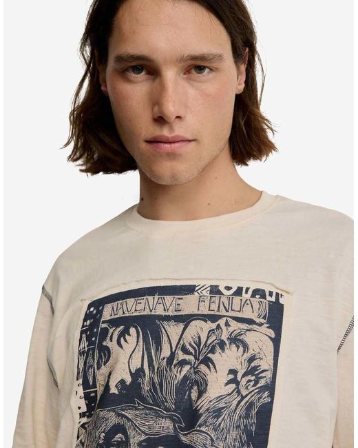 Desigual Natural Printed Gaugin T-Shirt for men