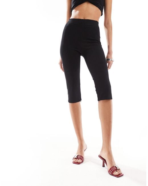 & Other Stories Blue Capri Pants With Front Pockets And Concealed Zip Hem Splits
