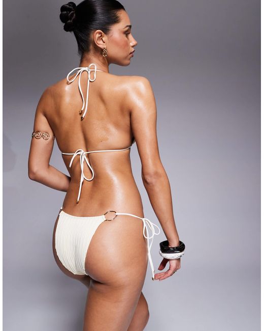 South Beach Gray Pleated Triangle Bikini Top