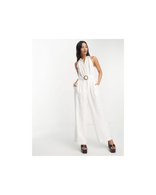EVER NEW Sleeveless Jumpsuit With Belt in White | Lyst Canada