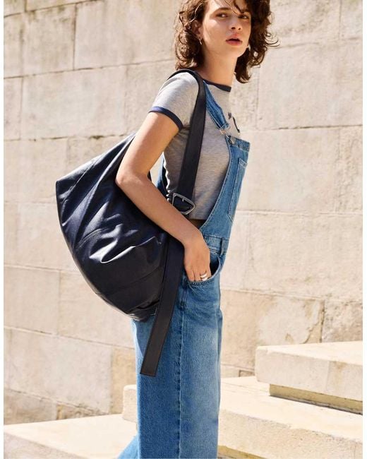 Pull&Bear Blue Long Denim Dungarees