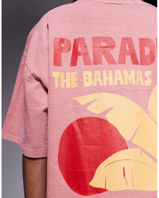Exclusivité - t-shirt oversize en coton à imprimé contrastant bahamas Kaiia en coloris Pink