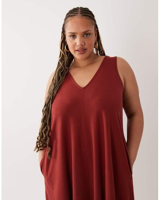 ASOS Red Asos Design Curve Trapeze Maxi Dress