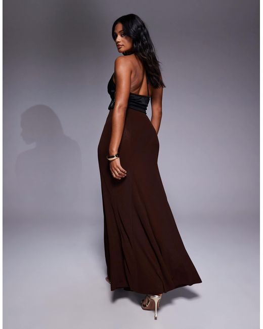 ASOS Brown Godet Semi Sheer Maxi Skirt