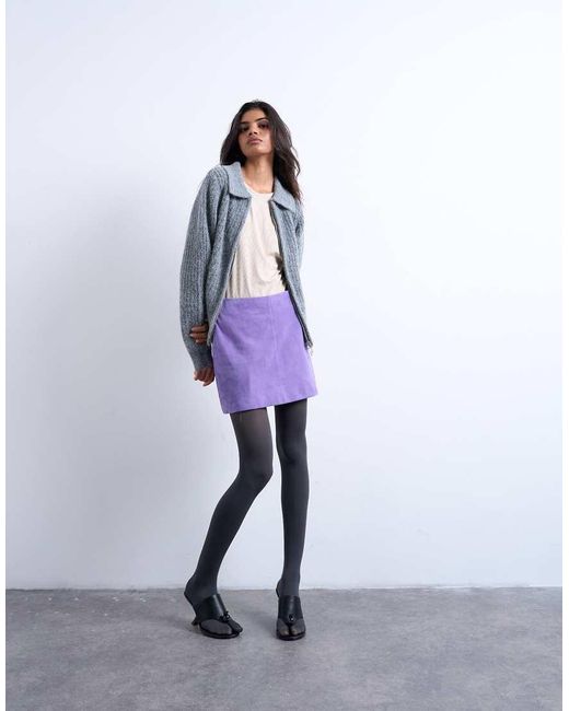 TOPSHOP Gebreid Vest Met Kraag En Rits Met Ring in het Blue