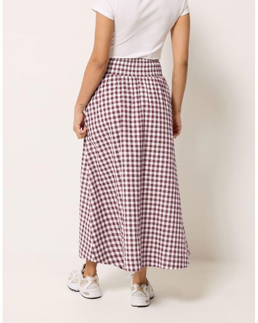 PixieGirl Petite Gingham Shirred Maxi Skirt