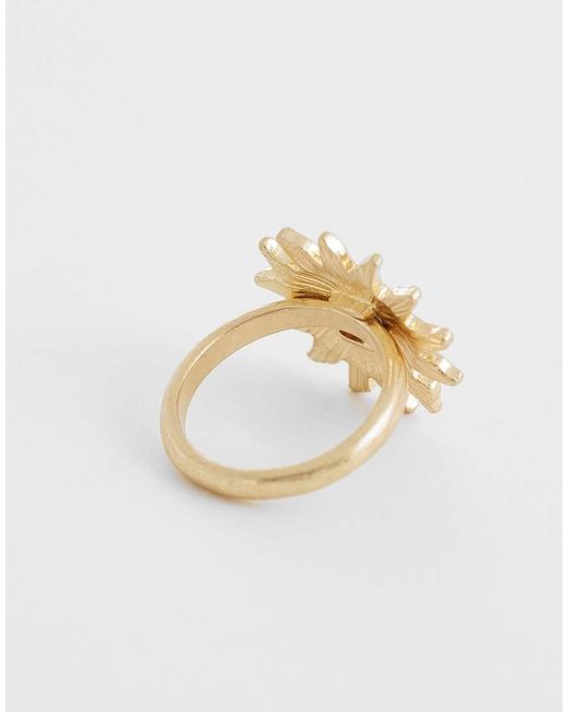 ASOS Metallic Asos Design Curve Ring With Sun Design