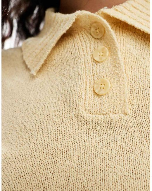 Stradivarius White Rustic Knit Polo Top
