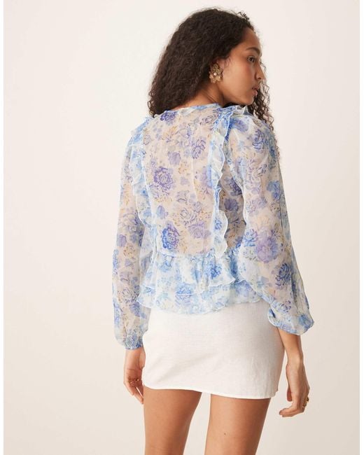 Mango Blue – langärmlige bluse