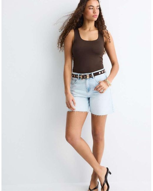 Stradivarius White Polyamide Wide Strap Top