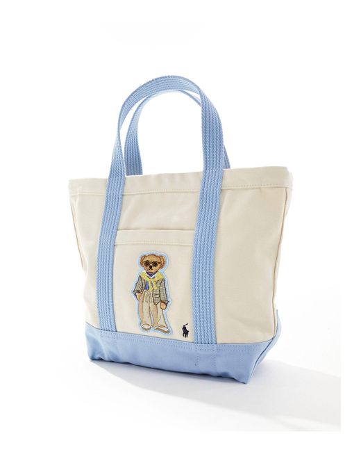 Tote bag à logo ours - crème Polo Ralph Lauren pour homme en coloris Blue