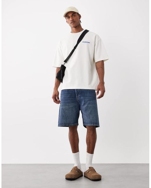 ASOS Blue Heavyweight Oversized T-shirt With Puff Print Resort Graphic for men