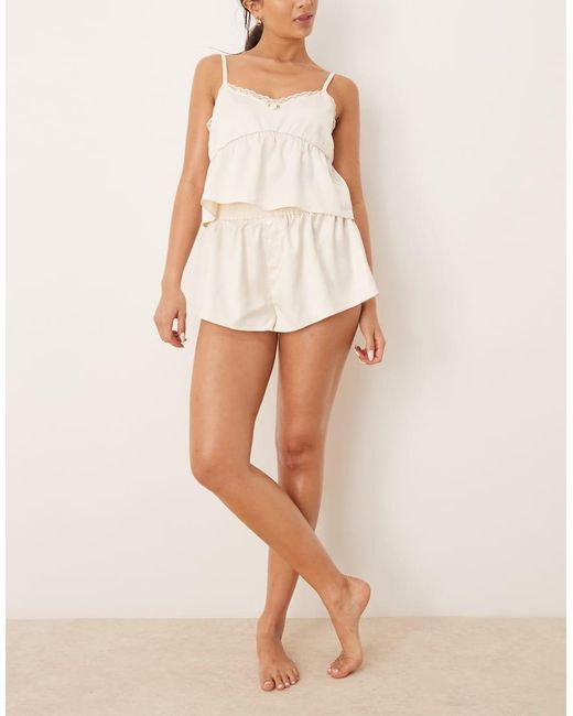 Pantalones Cortos De Pijama Color Crema Vaporosos Estilo Bóxer Exclusivos De (Parte De Un Conjunto)- Neutro The Frolic de color White