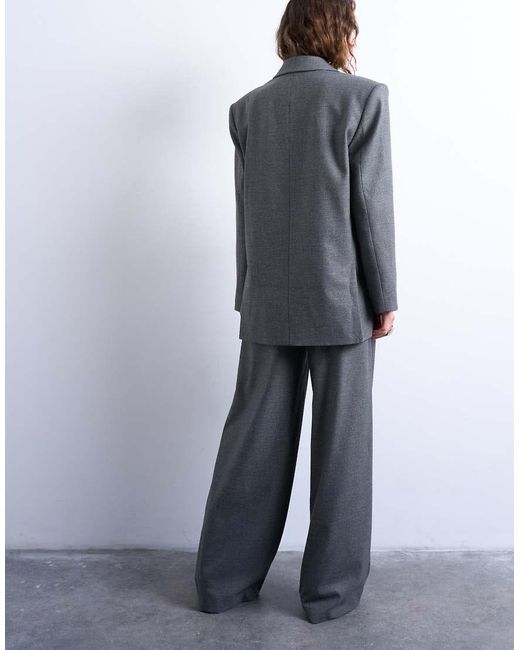 Pantalones Grises Anchos Con Pinzas De (Parte De Un Conjunto) TOPSHOP de color Blue