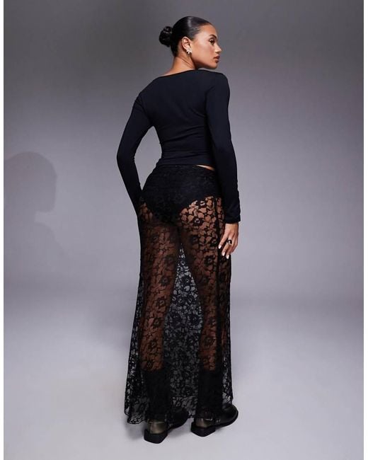 ASOS Blue Lace Bias Maxi Skirt