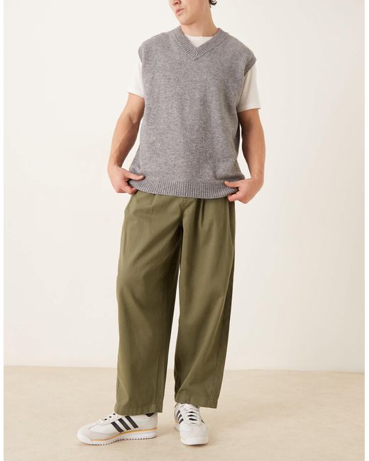 Pantalon chino fuselé oversize - kaki ASOS pour homme en coloris Natural