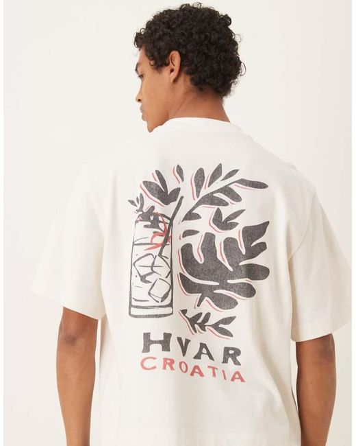 Camiseta Corta Blanca Con Estampado Trasero Location De Abercrombie & Fitch de hombre de color White