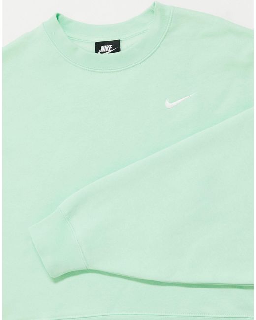 Nike Mini Swoosh Oversized Cropped Sweatshirt in Green - Lyst