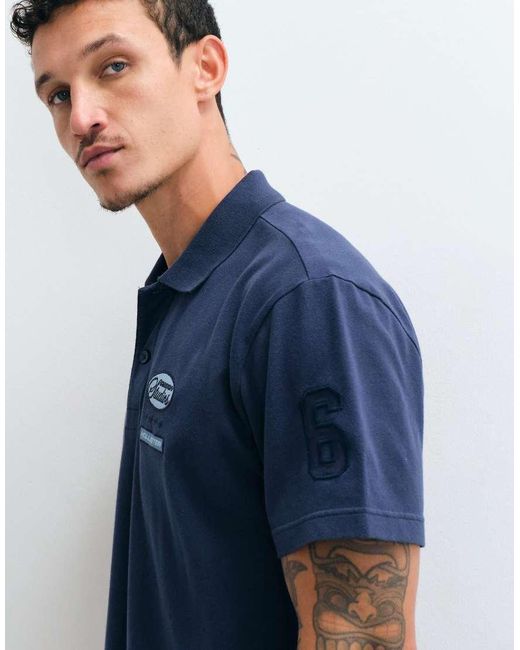 Hollister Blue Relaxed Fit Graphic Polo for men
