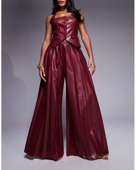 ASOS Purple Pu Pleated Trouser Co-Ord
