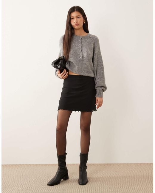 ASOS Gray Mesh Mini Skirt