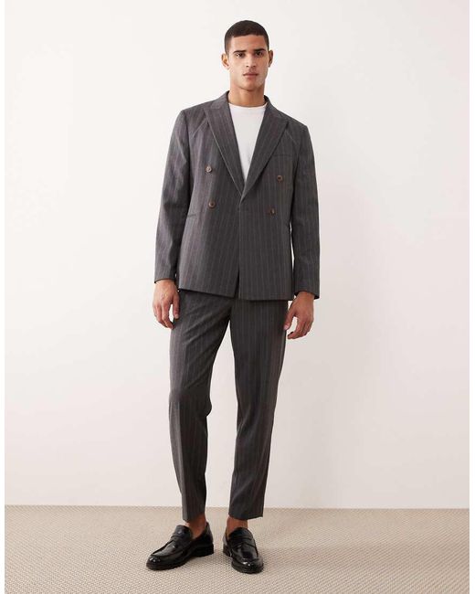 Pantalones De Traje De Corte Tapered Holgado Con Raya Diplomática De ASOS de hombre de color Gray