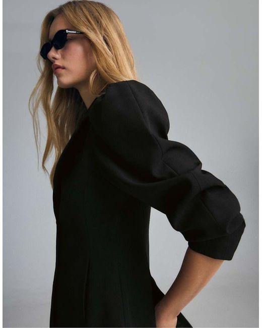 Stradivarius Blue Voluminous Sleeve Blazer